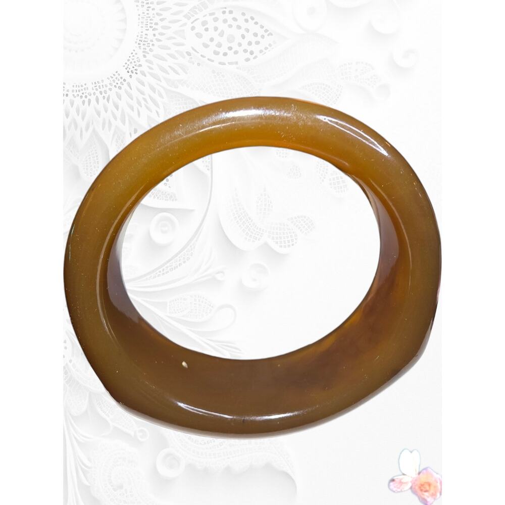 Vintage Bakelite Asymmetrical Honey Butterscotch Translucent Bangle Thick #1